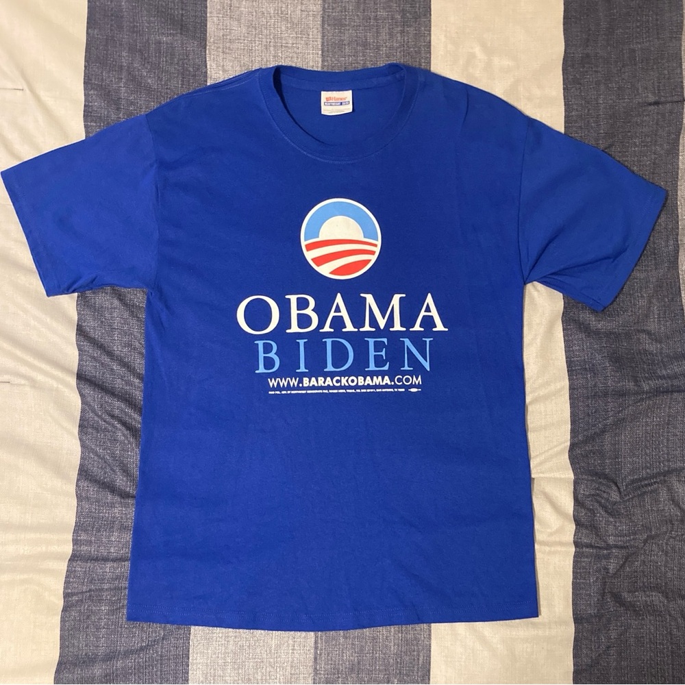 Obama Biden Presidential T Shirt Sz M Double Sided Graphics Blue